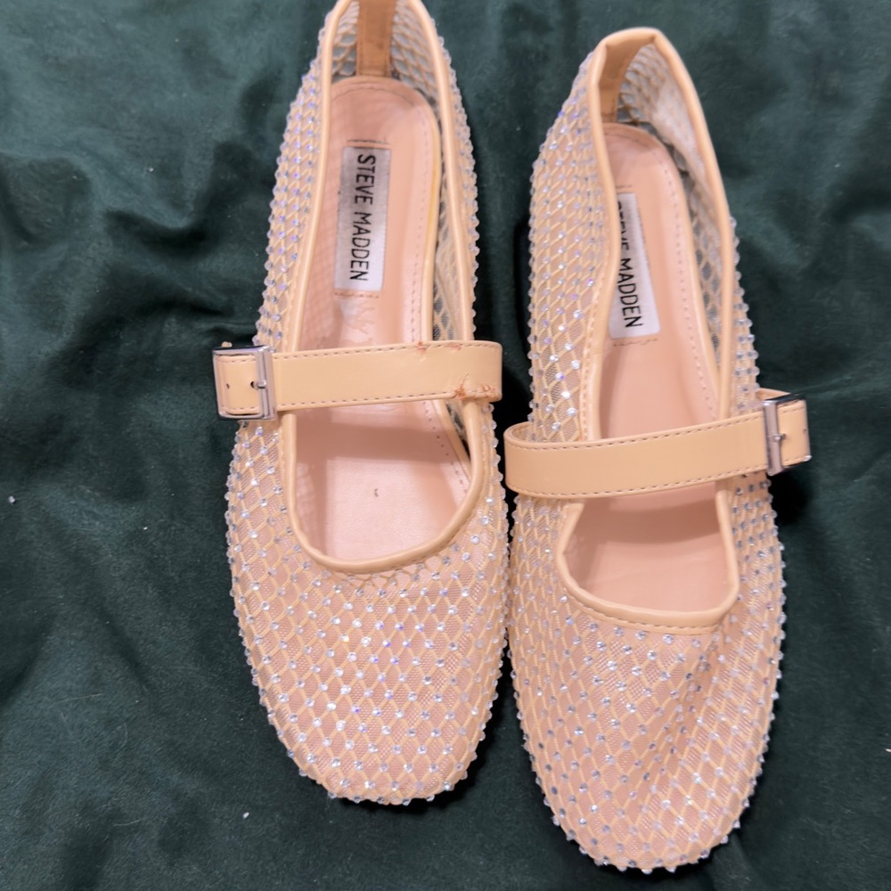 Steve Madden Nude Mesh Mary Jane Flats